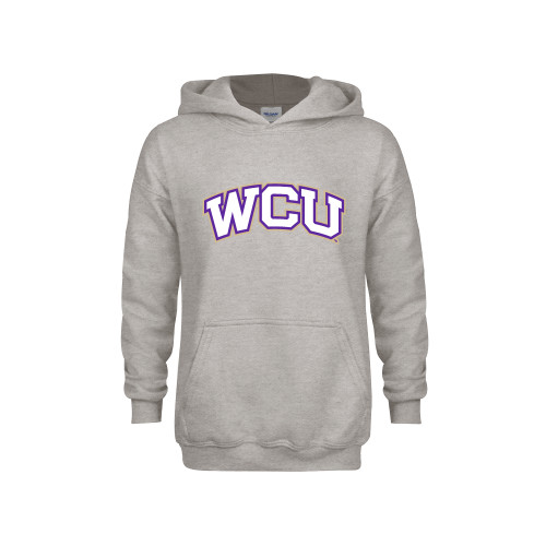  Youth Grey Fleece Hood - WCU Arched