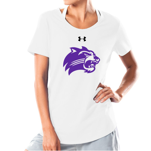  Under Armour Womens White Charged Cotton Tee - Catamount Head One Color