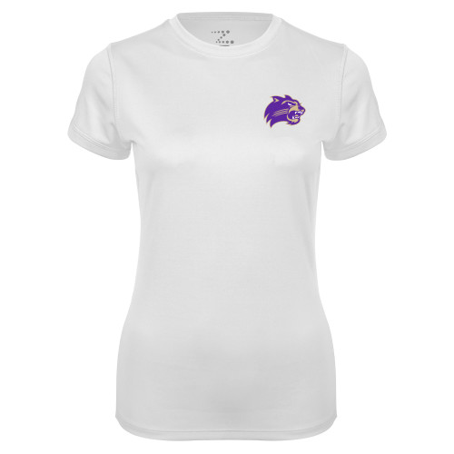  Womens White Performance Tee - Catamount Head
