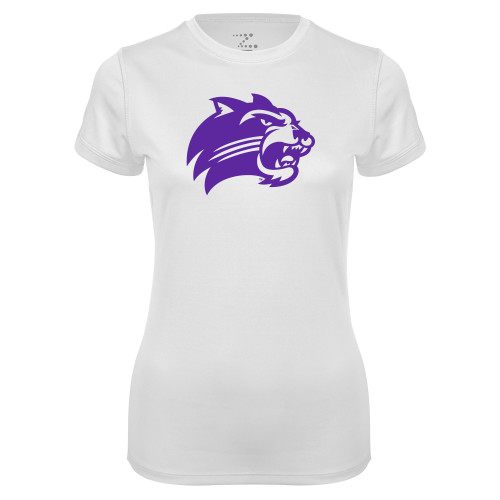  Womens White Performance Tee - Catamount Head One Color