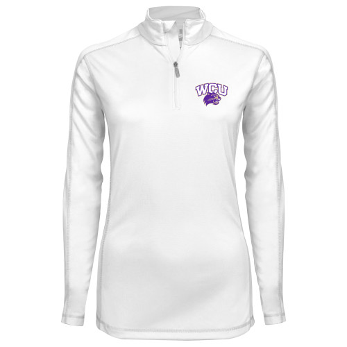  Syntrel Womens White Interlock 1/4 Zip - Primary Athletic Mark