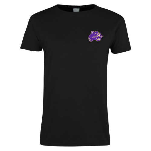  Womens Black Short Sleeve Tee - Catamount Head