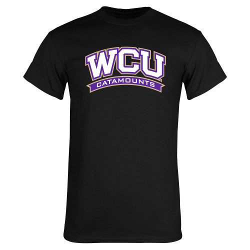  Black T Shirt - Arched WCU Catamounts Mark