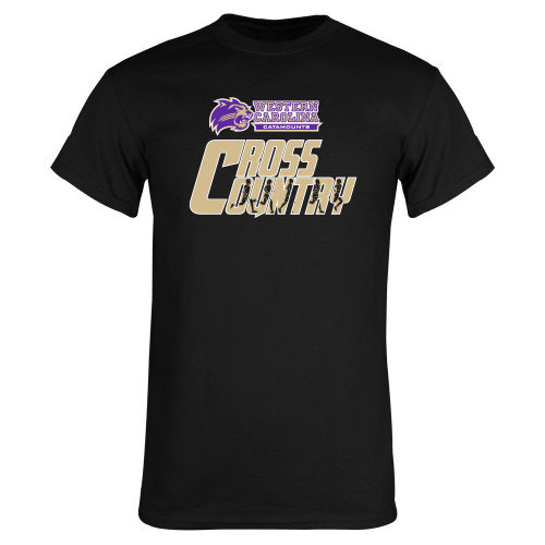  Black T Shirt - WCU Cross Country with Runner Silhouettes