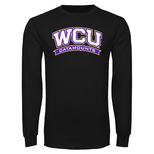  Black Long Sleeve T Shirt - Arched WCU Catamounts Mark