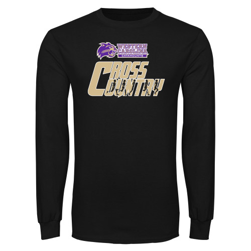  Black Long Sleeve T Shirt - WCU Cross Country with Runner Silhouettes