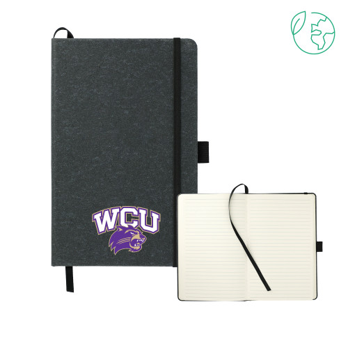  5.5 x 8.5 Black FSC Mix Recycled Leather Bound Journal - Primary Athletic Mark