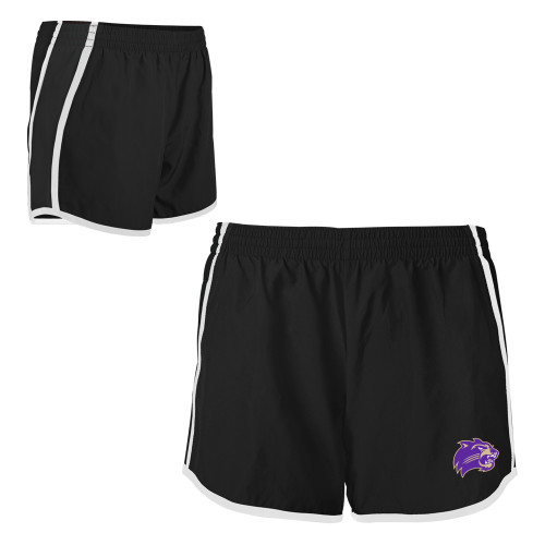  Womens Black/White Team Short - Catamount Head