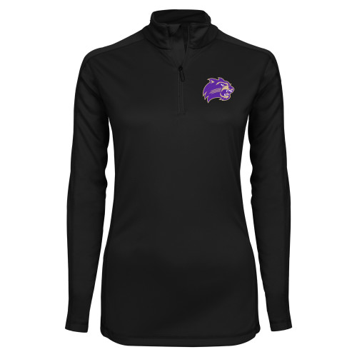  Syntrel Womens Black Interlock 1/4 Zip - Catamount Head