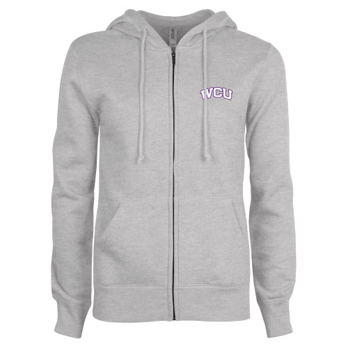  ENZA Womens Grey Fleece Full Zip Hoodie - WCU Arched