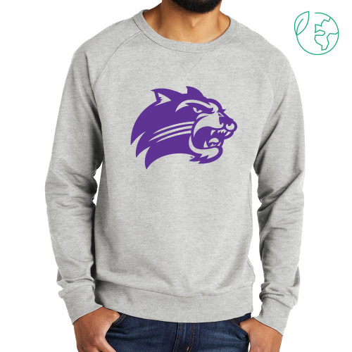  Allmade Light Grey Organic French Terry Crewneck Sweatshirt - Catamount Head One Color