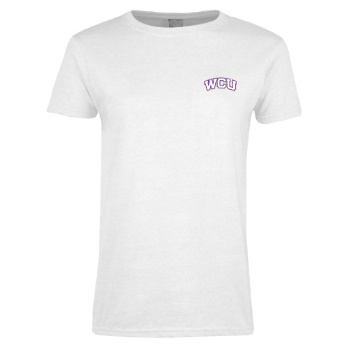  Womens White Short Sleeve Tee - WCU Arched
