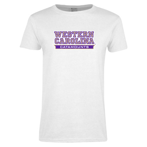  Womens White Short Sleeve Tee - Western Carolina Catamounts