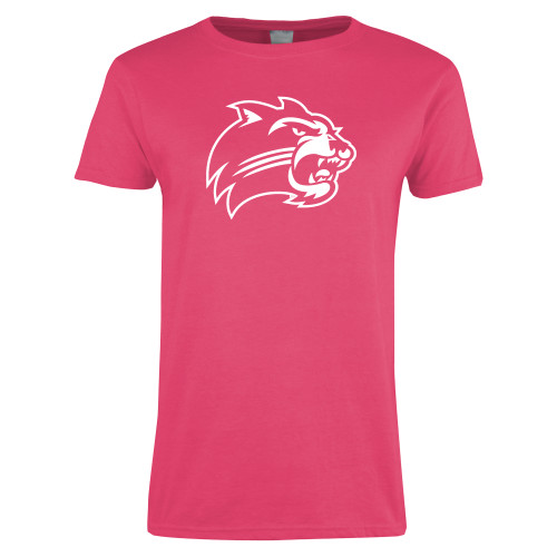  Womens Hot Pink Short Sleeve Tee - Catamount Head