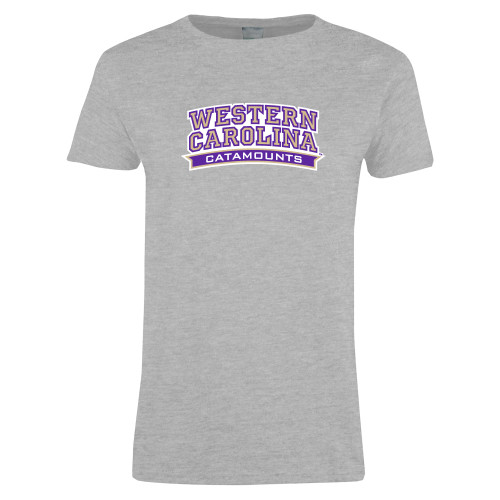  Womens Grey Short Sleeve Tee - Western Carolina Catamounts Arched