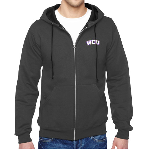  Charcoal Fleece Full Zip Hoodie - WCU Arched