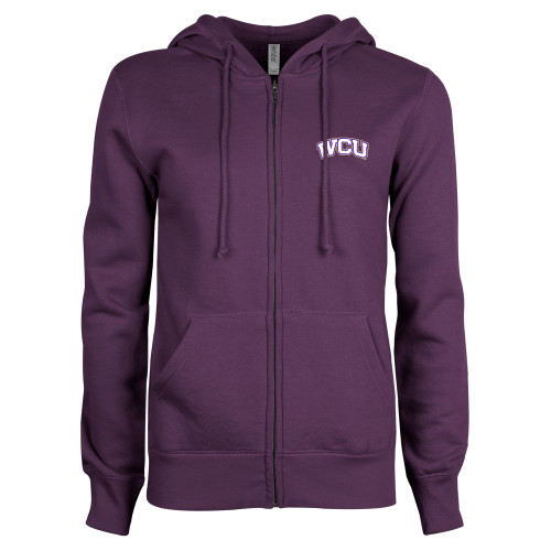 ENZA Womens Purple Fleece Full Zip Hoodie - WCU Arched
