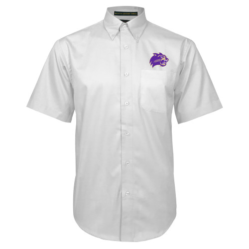  White Twill Button Down Short Sleeve - Catamount Head