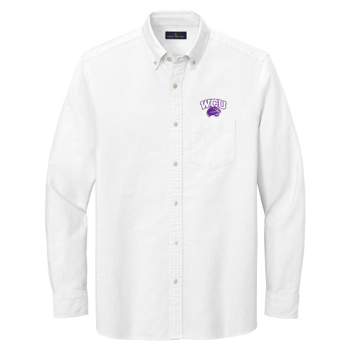  Brooks Brothers Mens White Casual Oxford Cloth Shirt - Primary Athletic Mark