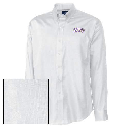  Cutter & Buck Nailshead Long Sleeve Button Down White - WCU Arched