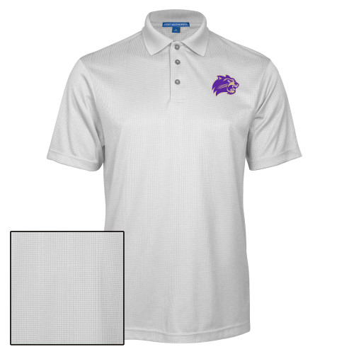  White Performance Fine Jacquard Polo - Catamount Head