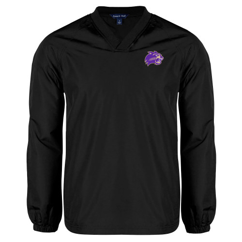  Black V Neck Raglan Windshirt - Catamount Head