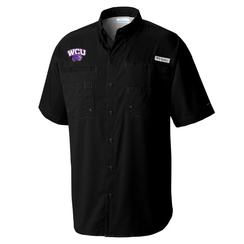  Columbia Black Tamiami Performance Short Sleeve Shirt - Primary Athletic Mark