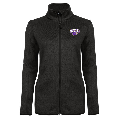  Womens Black Heather Fleece Jacket - Primary Athletic Mark