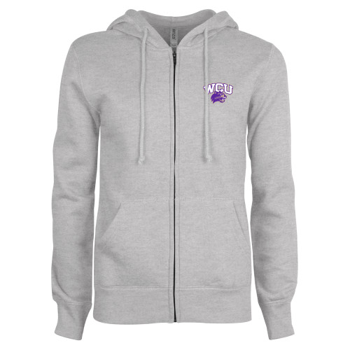  ENZA Womens Grey Fleece Full Zip Hoodie - Primary Athletic Mark