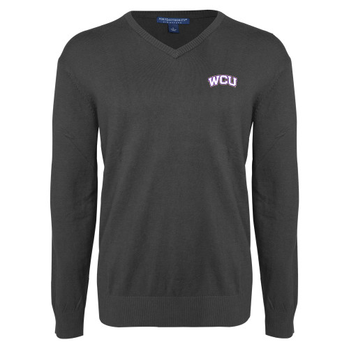  Charcoal Heather VNeck Sweater - WCU Arched