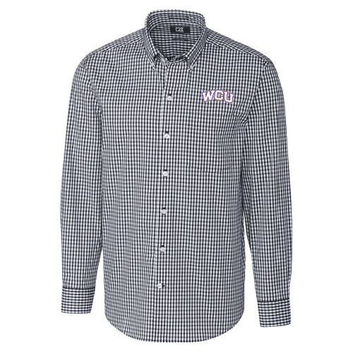  Cutter & Buck Charcoal Gingham Long Sleeve Button Down - WCU Arched