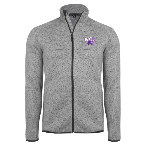  Grey Heather Sweater Fleece Jacket - Primary Athletic Mark