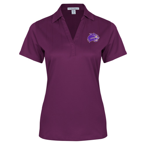  Womens Purple Performance Fine Jacquard Polo - Catamount Head