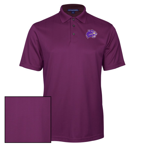  Purple Performance Fine Jacquard Polo - Catamount Head