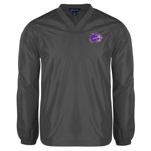  Charcoal V Neck Raglan Windshirt - Catamount Head