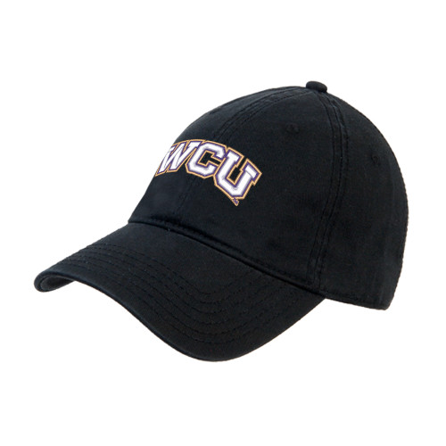  Black Unstructured Adjustable Low Profile Hat - WCU Arched