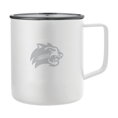  Rover Camp Vacuum Insulated White Mug 14oz - Catamount Head Engraved