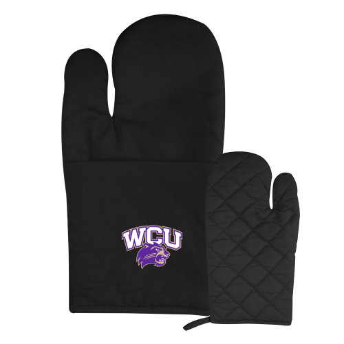  Quilted Canvas Black Oven Mitt - Primary Athletic Mark