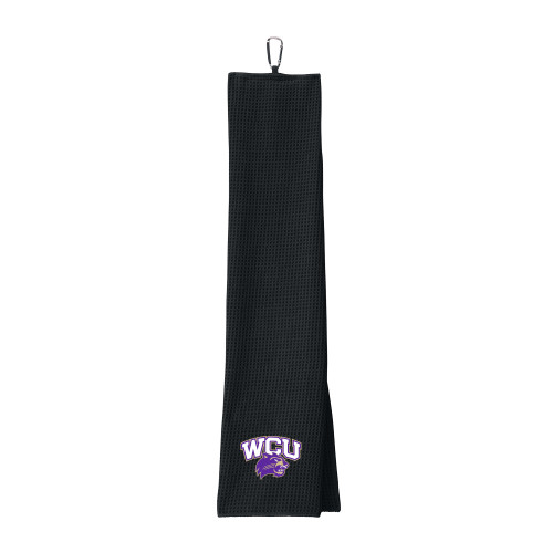  Black Waffle Microfiber Golf Towel - Primary Athletic Mark