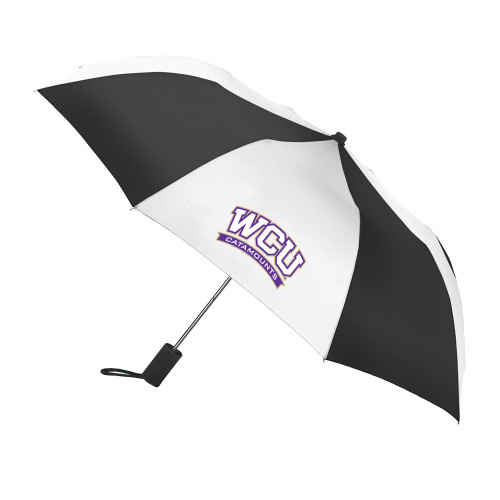  42 Inch Slim Stick Black/White Umbrella - Arched WCU Catamounts Mark