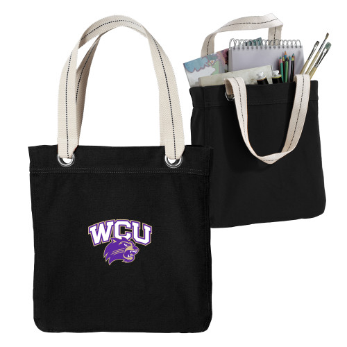 Allie Black Canvas Tote - Primary Athletic Mark