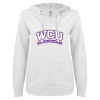Thumbnail image for  ENZA Womens White V Notch Raw Edge Fleece Hoodie