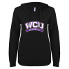 Thumbnail image for  ENZA Womens Black V Notch Raw Edge Fleece Hoodie