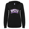 Thumbnail image for  ENZA Womens Black V Notch Raw Edge Fleece Hoodie