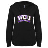 Thumbnail image for  ENZA Womens Black V Notch Raw Edge Fleece Hoodie