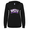 Thumbnail image for  ENZA Womens Black V Notch Raw Edge Fleece Hoodie