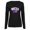 Thumbnail image for  Womens Black Long Sleeve V Neck Tee 