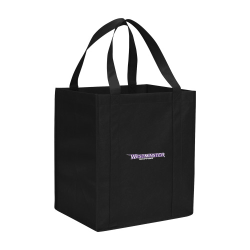  Non Woven Black Grocery Tote - Westminster Athletic Word Mark
