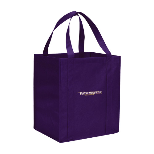  Non Woven Purple Grocery Tote - Westminster Athletic Word Mark