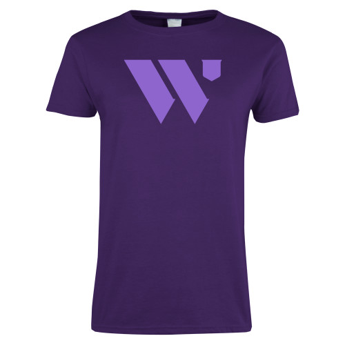  Womens Purple Short Sleeve Tee - WU Logo Mark
